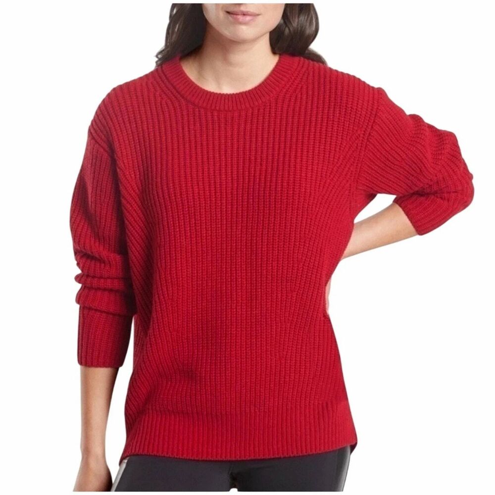 NWOT Athleta Cascades Candy Red Wool Sweater Women's XXS Soft Chunky Knit